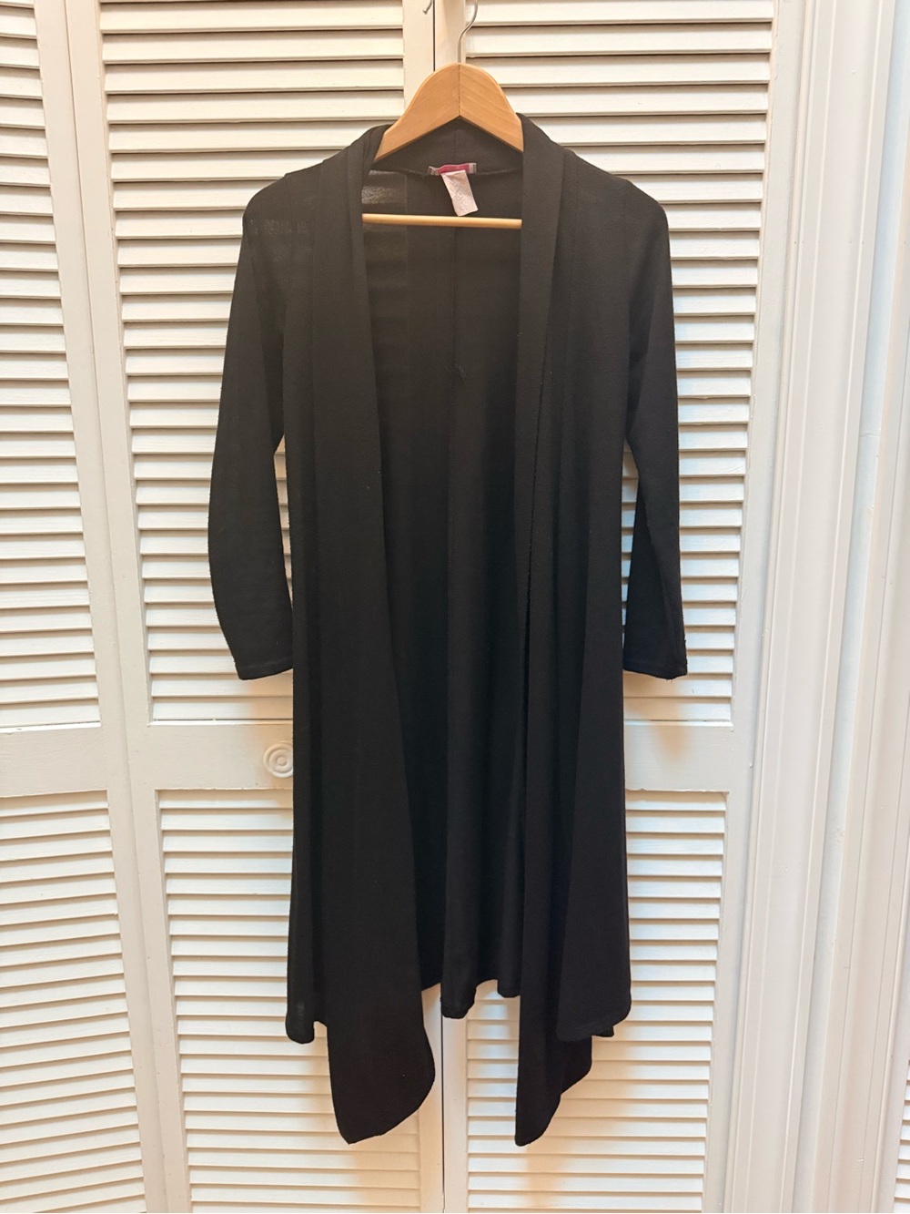 Black Open Front Duster Cardigan